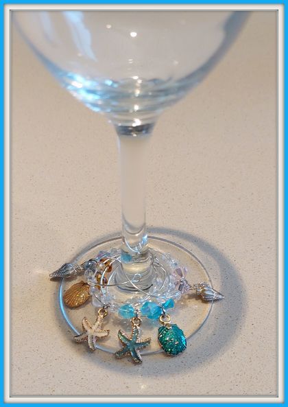 Wine Glass Markers STARFISH_SEASHORE  Drink Markers_Tags_Charms (6 pcs)