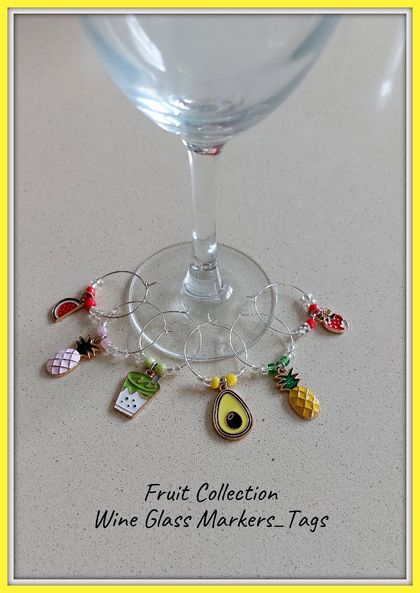 SPECIAL: Wine Glass Markers FRUIT COLLECTION - Holiday Drink Markers (6 pcs)