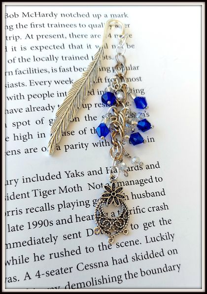 BOOKMARK - Jewelled Sapphire Beads & Tibetan Silver Charm
