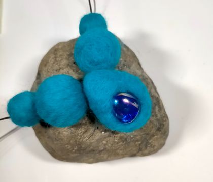Felted wool Necklace with glass inlay