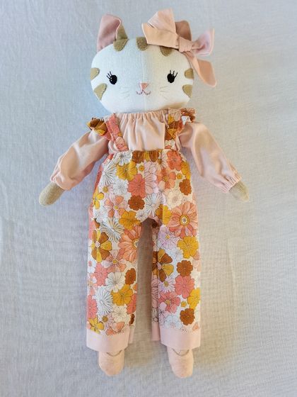 Heirloom Linen Cat Doll with 3 Outfits (44cm)