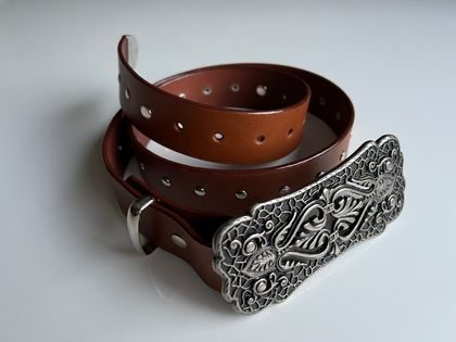 Genuine leather belt - Brown With Detachable Buckle 