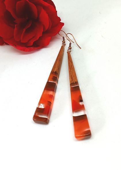 Resin and recycled wood earrings