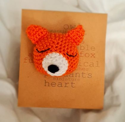 Miniature Crochet Fox Brooch