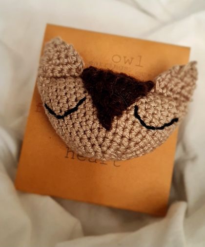 Miniature Crochet Owl Brooch