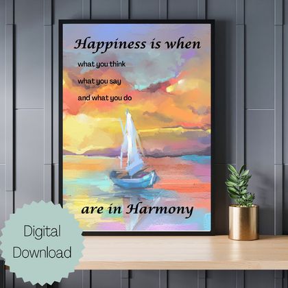 Printable Happiness Quote Wall Art