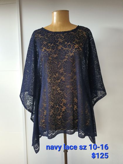 Navy lace tunic top