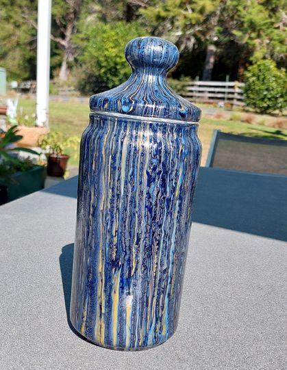 Jar with Lid - Blue and Gold