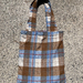 Light Blue Checkered Tote Bag