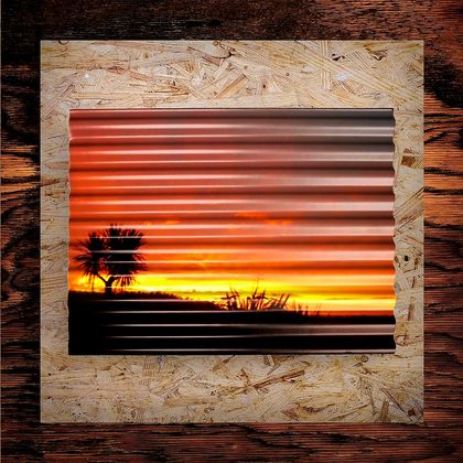 Corrugated iron - A2 Hokitika golden sunset photo