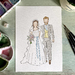 Custom Wedding Couple Watercolour Illustrated Portrait