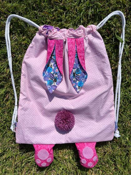 Bunny Backpack Pink & Purple Flowers