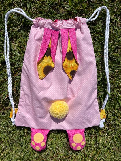 Bunny Backpack Pink & Yellow Sunflowers