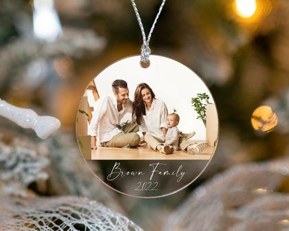 Personalized Family Picture Ornament,  Custom Photo Acrylic Ornament, Family Memorial Ornament, Christmas Gift Ornament, Unique Christmas Ornament