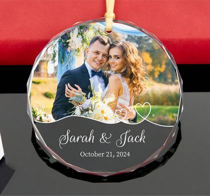 Personalized Photo Ornament Acrylic For Wedding, Wedding Couples Keepsake Gifts, Custom Bride Picture Ornament, Christmas Name Ornament