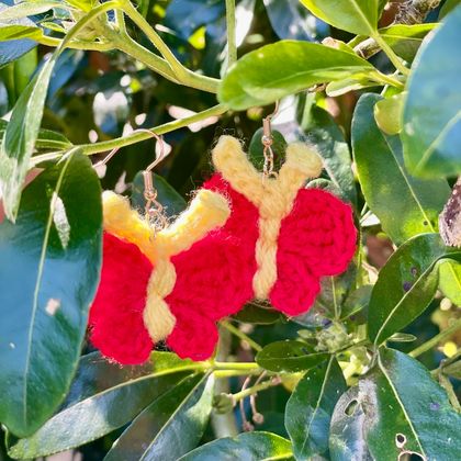 Adorable Red Butterfly Crochet Earrings