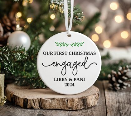 First Christmas Engaged Keepsake, Acrylic Ornament, Holiday Decoration, Gift for Engagement, Tree Decor, Xmas Bauble, Personalised Ornament