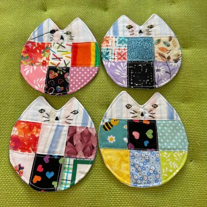 Fabric coasters, square cats