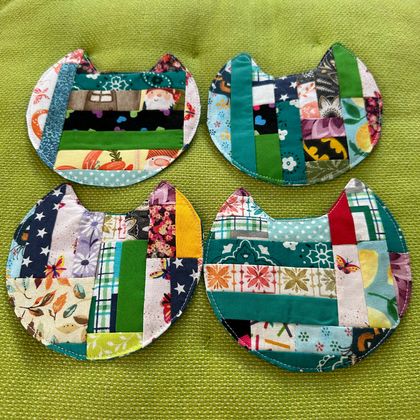 Fabric coasters, cat