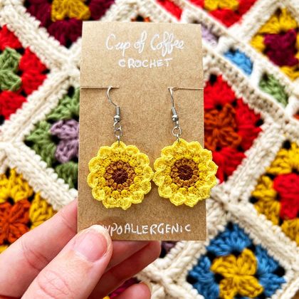 Micro Crochet Sunflower Earrings