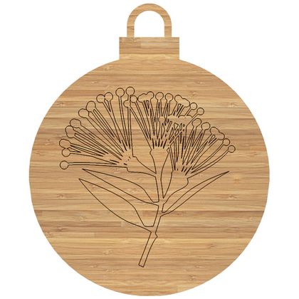 EcoChristmas Pohutukawa Bamboo Tree Decoration - etched outline