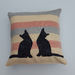 Handmade cushion cover- wool with cat applique