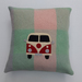 Handmade cushion cover- wool with Kombi van applique