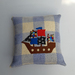 Handmade cushion cover- wool with pirate ship applique