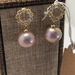 Natural Freshwater Purple Pearl Hoop Earrings   French Niche Style, Western Aesthetic Rosa EH002