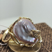 Gold Leaf Baroque Natural Purple Pearl Ring 925 silver, plated with 18K gold Rosa Jewelry Store