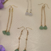 Handmade natural jade lotus canopy long ear hook ，925 silver hook， 18K Gold-Plated. EH019 Rosa Handmade Jewelry Store