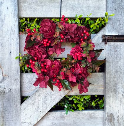 Burgundy and berries Christmas wreath