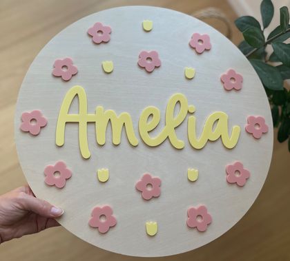 Floral name plaque