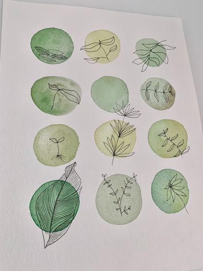 'Watercolour and Leaf illustration"