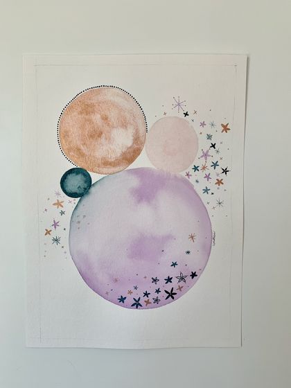 "Pastel kōhatu + putiputi #3" original watercolour artwork