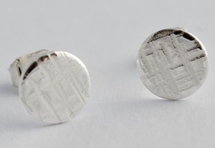 Medium textured studs in sterling silver