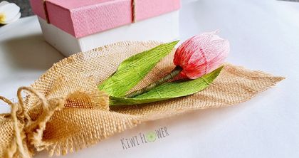 Single pink TULIP  paper flower