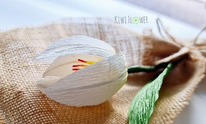 Single white TULIP paper flower