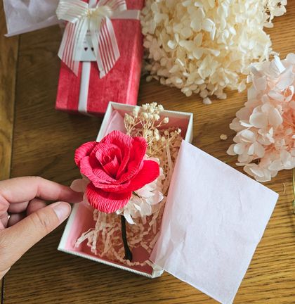 Handmade rose paper flower gift box