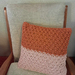 Burnt orange/ pale pink knitted cushion cover (recycled cotton)