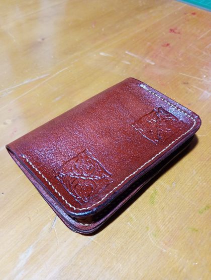 Leather card holder with utility pouch