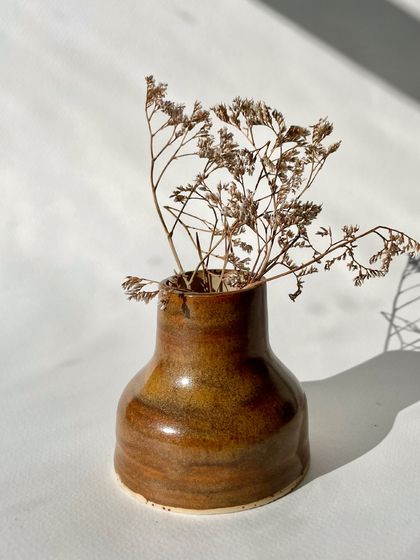 Ceramic bud vase - brown #3