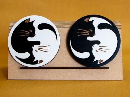 Yin Yang Cat coaster