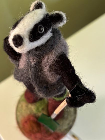 Needle-felted Badger