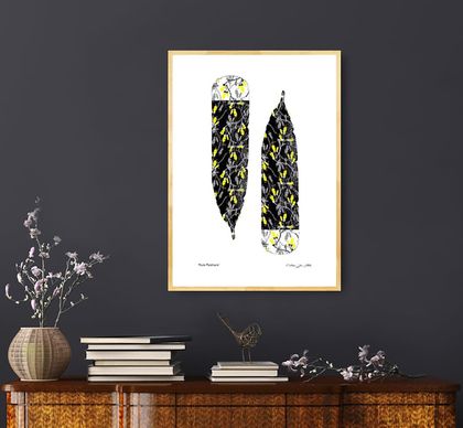 Huia Feathers- A3 size gilcee print By Mj Skehan