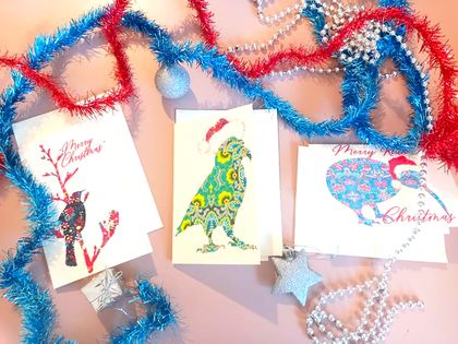Christmas card set of Tui, Kea & Kiwi - By MJ Skehan