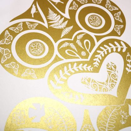 GOLD TIKI - Limited Edition Gold Ink Art Print By Mj Skehan