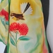 Fantail on Pohutukawa - Hand painted Silk Scarf