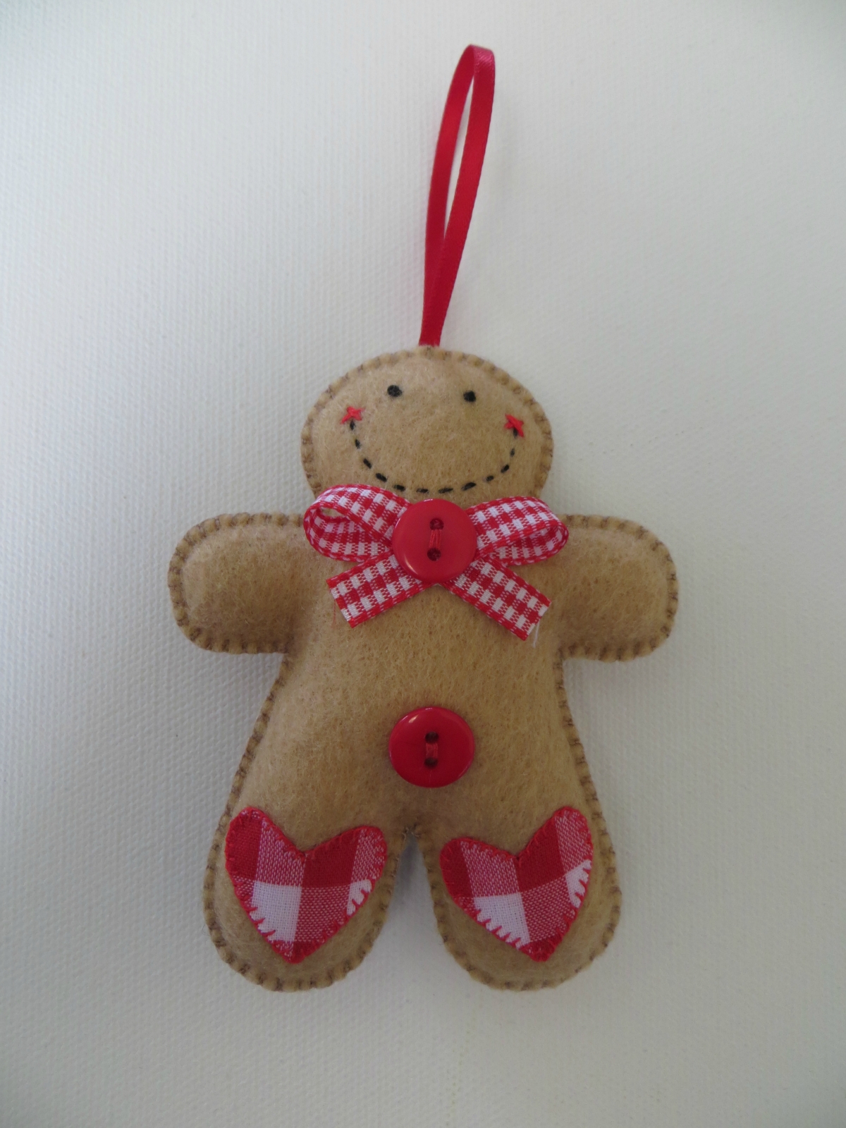 Small Felt Gingham Gingerbread Man Ornament | Felt