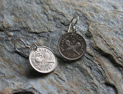 Three Pence Earring on Sterling Silver